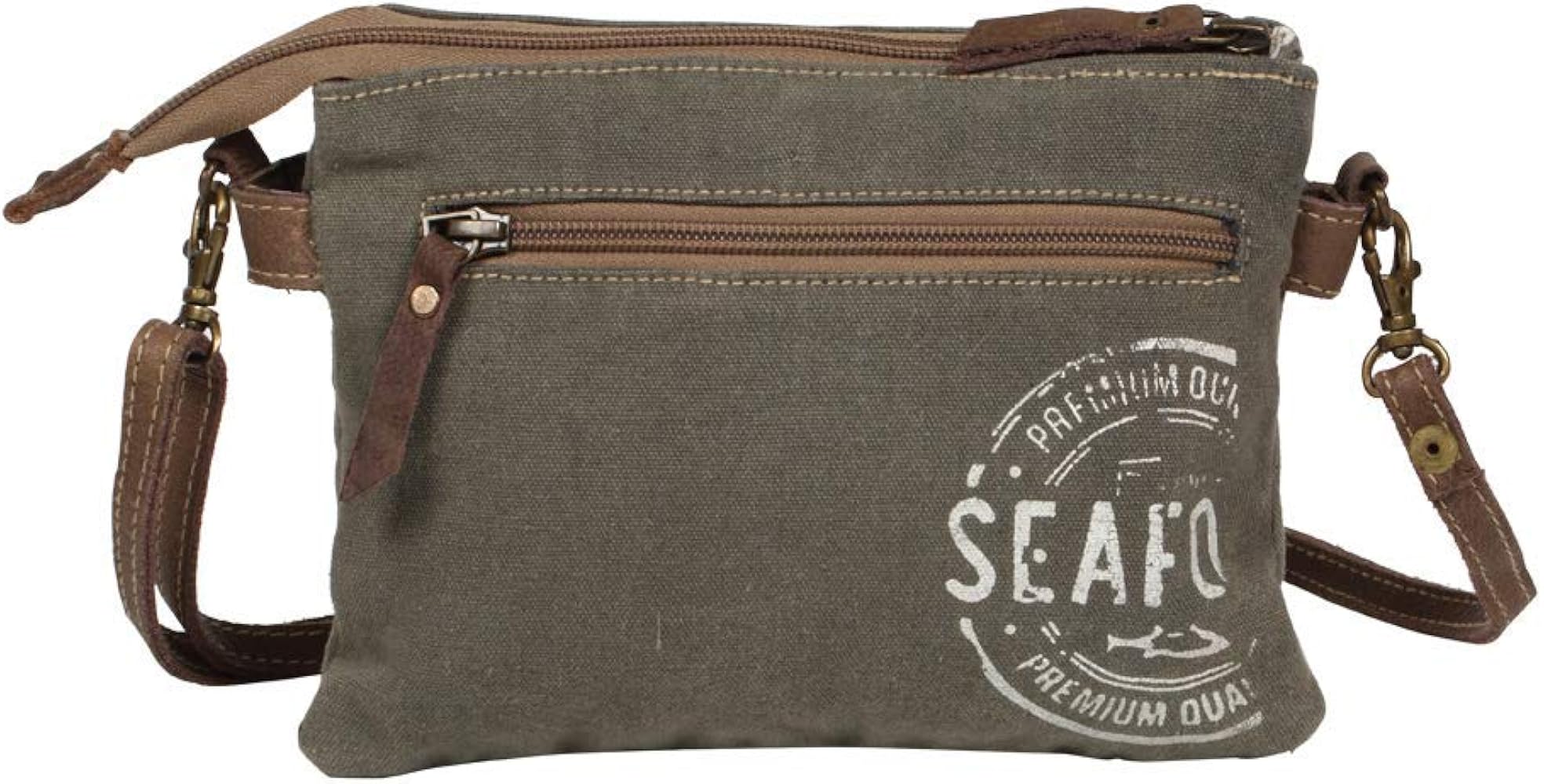 Myra Bag Pomerol 1964 Upcycled Canvas & Leather Small Crossbody